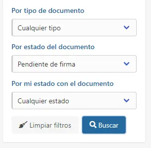 Filtrando los documentos que se encuentran pendientes de firma por al menos un usuario