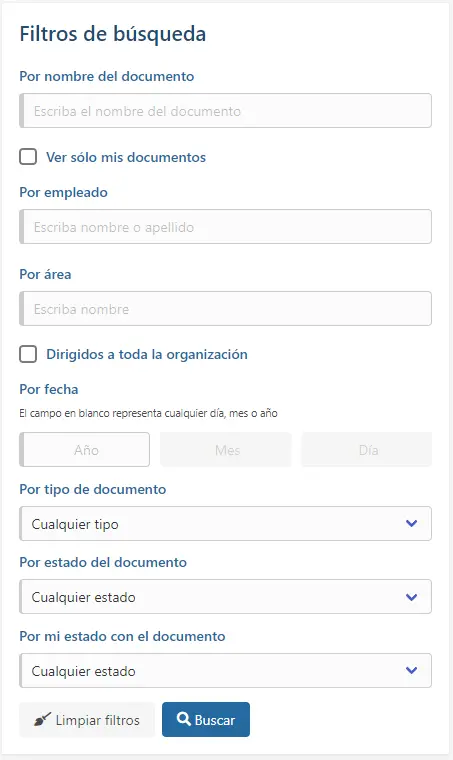 Filtros para un usuario con rol 'Administrador de notificaciones' asignado