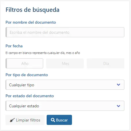 Filtros para un usuario con rol 'Usuario de notificaciones' asignado