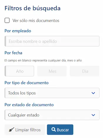 Filtros de búsqueda de notificaciones